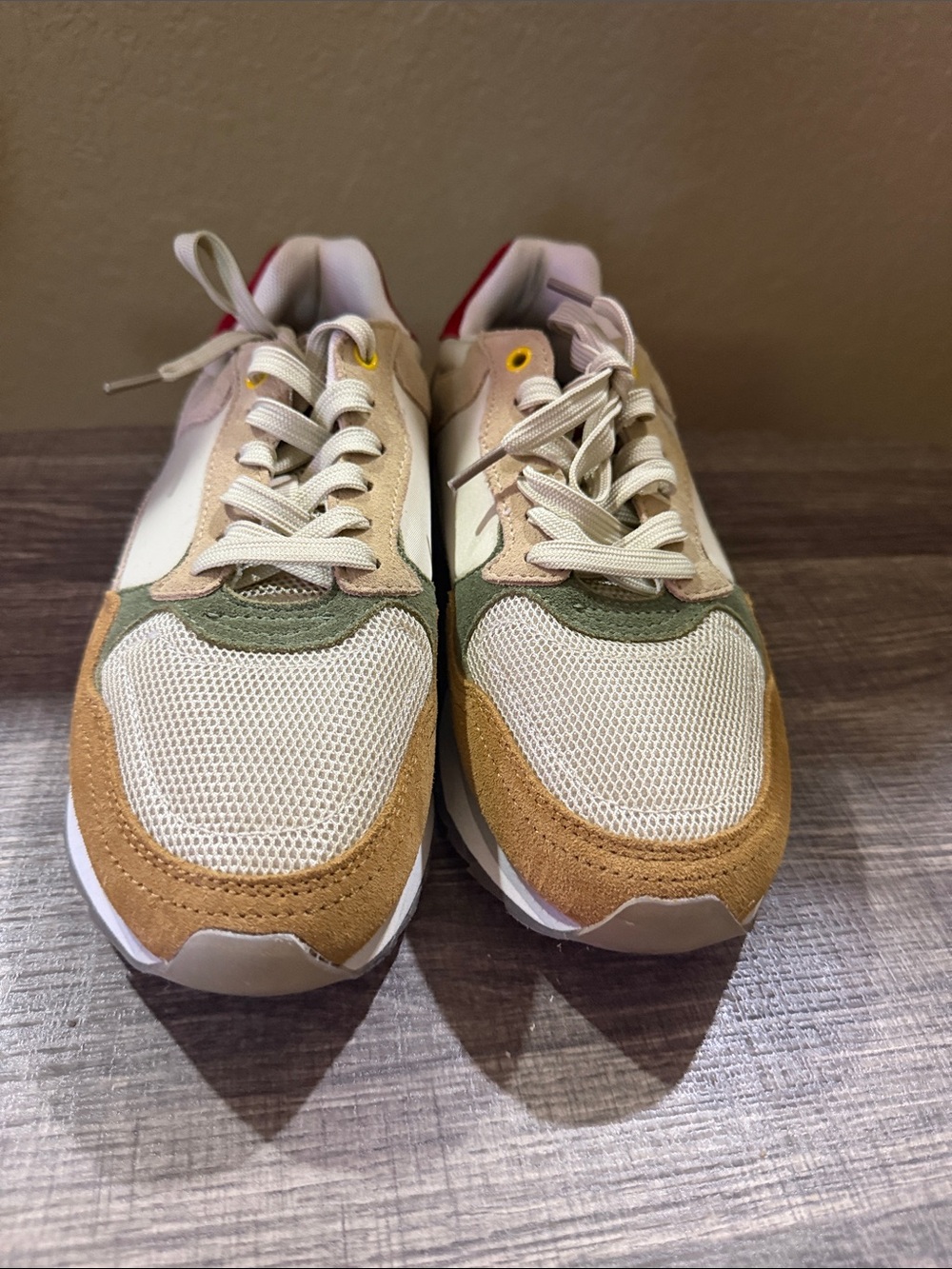 Casual women Multi-Color Mesh & Suede Sneakers - Beige Green Accents